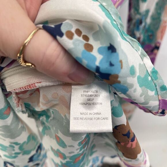 Charming Charlie Women's Floral Top Blouse Long Sleeve Peplum Multicolor Medium - Picture 13 of 16